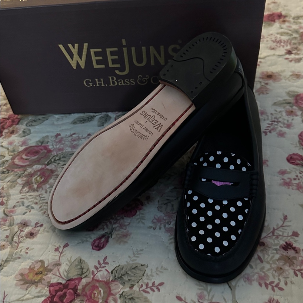 Black and White Polka Dot Women's Loafers - Picture 2 of 2